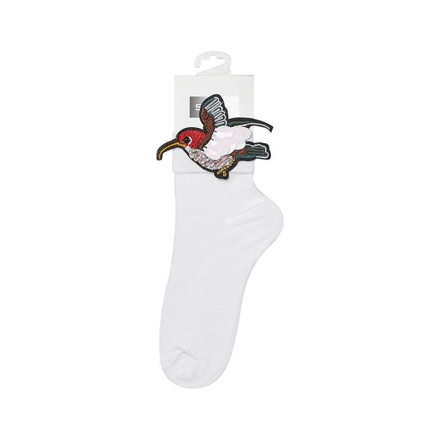 Biele dámske ponožky SOXO s kolibríkom