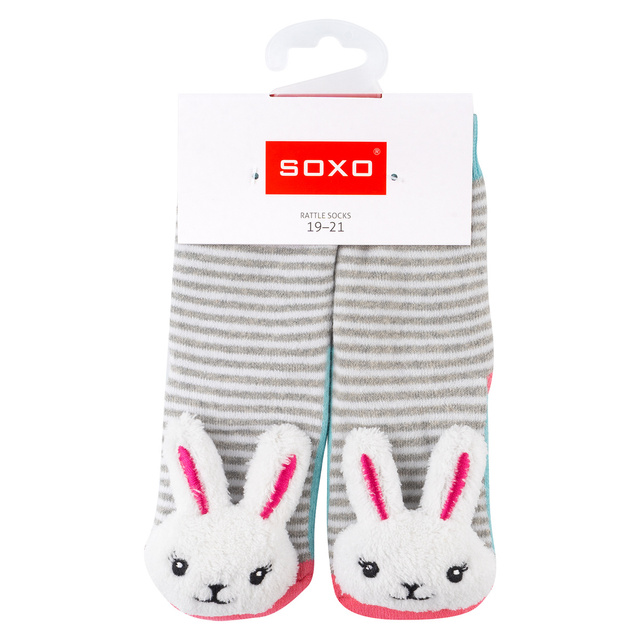 Sada 2x Farebné ponožky pre bábätká SOXO s hrkálkou