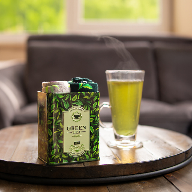 Dámske ponožky SOXO zelený čaj v plechovke - 2 páry