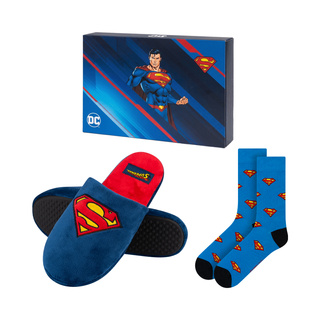 Sada 1x Farebné pánske ponožky SOXO Superman a 1x pánske papuče Superman