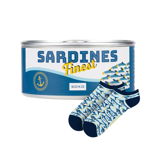 Farebné dámske ponožky SOXO GOOD STUFF vtipné sardinky v plechovke ako darček