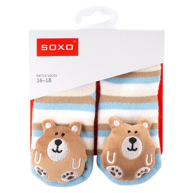 Sada 3x Farebné ponožky pre bábätká SOXO s hrkálkou