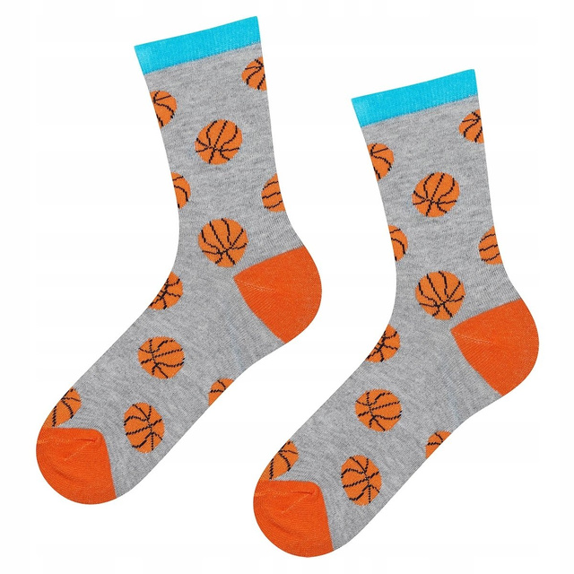 Šedé detské ponožky SOXO GOOD STUFF basketbalová lopta