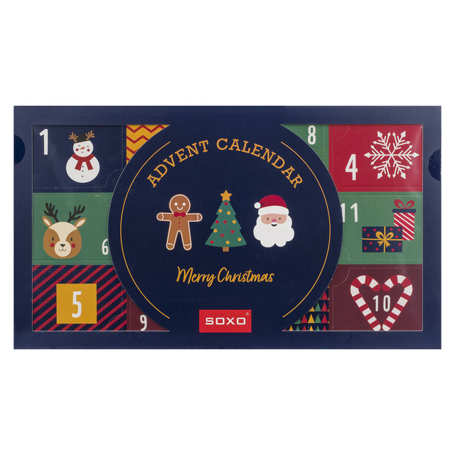 Adventný kalendár | Vianočný darček | Mikuláša | pre Neho | Sada 6x SOXO GOOD STUFF farebných pánskych ponožiek