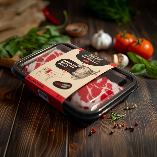 Sada ponožiek na steak a hamburger v krabičke