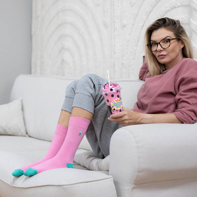 Pánske dámske ponožky Soxo ružové Bubble Tea - 2 páry