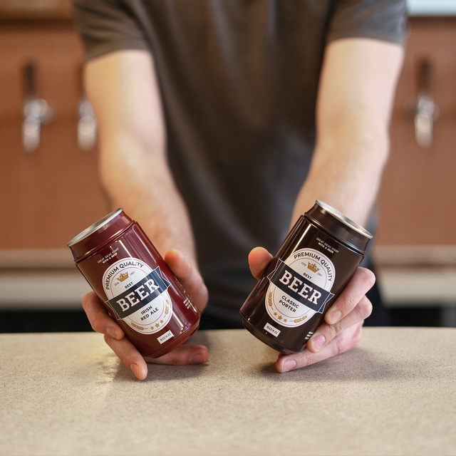 Farebné pánske ponožky SOXO GOOD STUFF klasické pivo porter v plechovke darček pre priateľa, hnedé