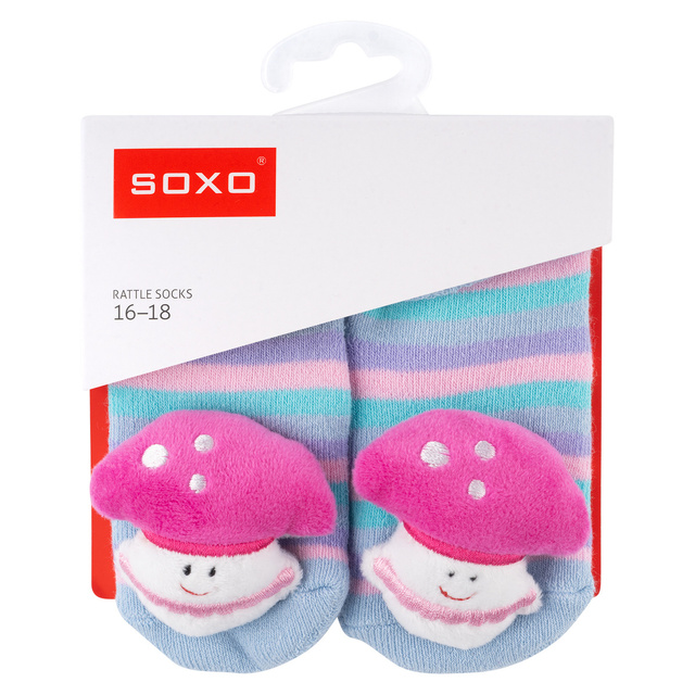 Sada 3x Farebné ponožky pre bábätká SOXO s hrkálkou