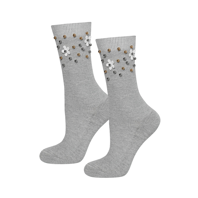Sivé dámske ponožky SOXO s perličkami