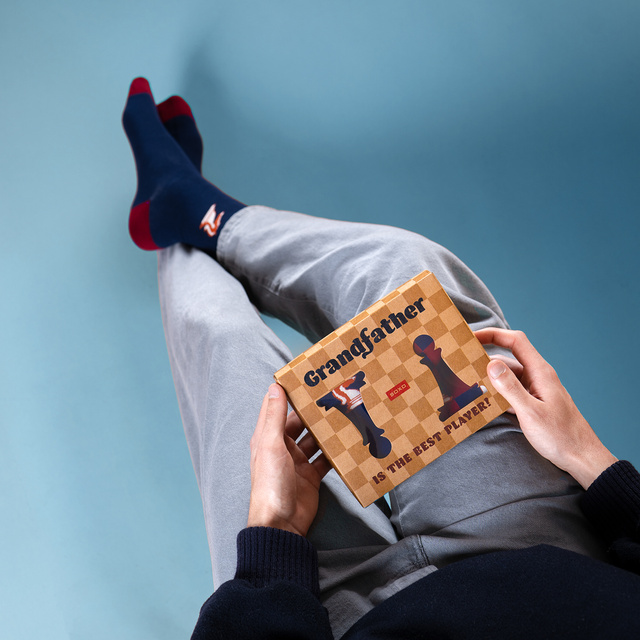 Pánske ponožky SOXO šach pre dedka – 2 páry