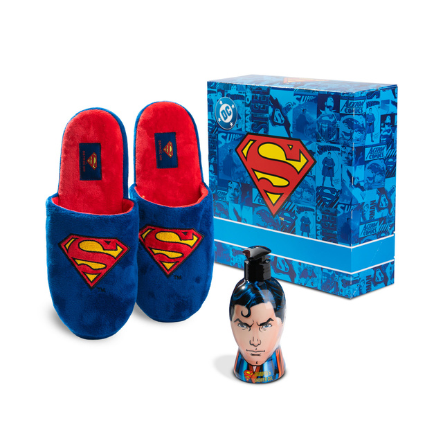 Set Pánske Papuče Superman + Sprchový Gél 2v1