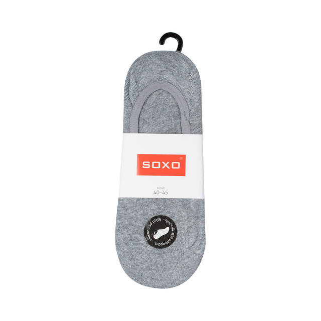 Sada 6x Sivé pánske ponožky SOXO so silikónom klasické bavlnené
