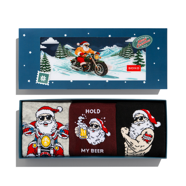 Ponožky Nezbedný Santa Motorkár DJ 3-pack