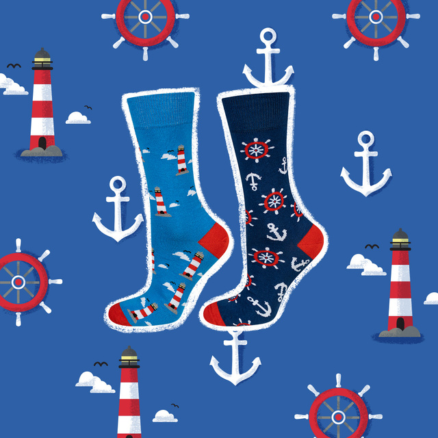 Farebné pánske ponožky SOXO GOOD STUFF nezhodné maják