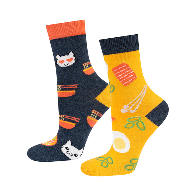 Sada 5x Farebné dámske ponožky SOXO nezhodné Pizza