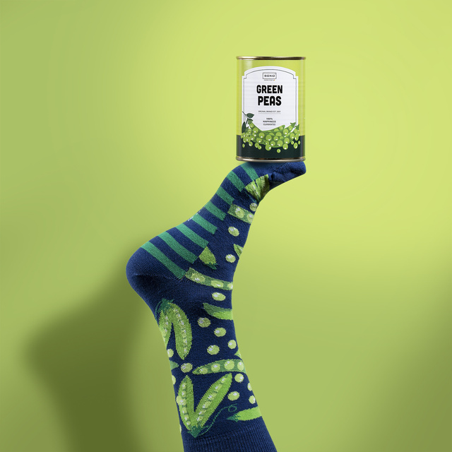 Farebné pánske ponožky SOXO GOOD STUFF, bavlna, hrášok v plechovke