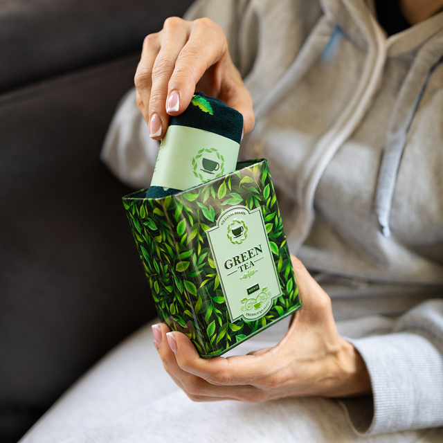 Dámske ponožky SOXO zelený čaj v plechovke - 2 páry