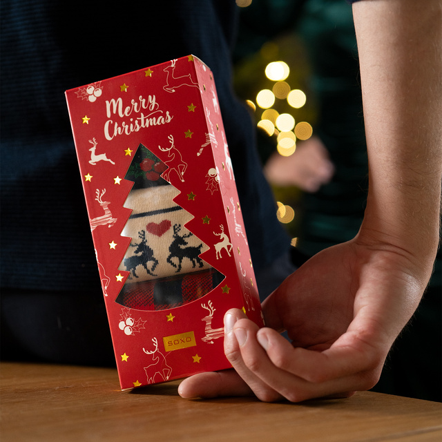 Dámske ponožky SOXO Vianočné vzory v balení - 3 páry