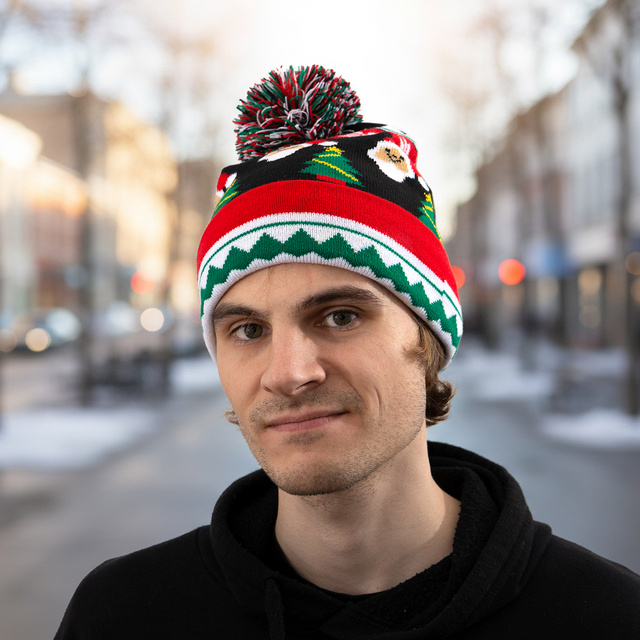 Pánska čiapka s motívom Santa Clausov