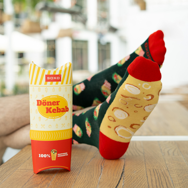 Farebné pánske ponožky SOXO kebab v krabičke - 2 páry