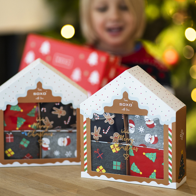 Vianočné hipster nohavičky SOXO v krabičke / 4-balenie