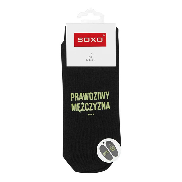 SOXO dlhé čierne pánske ponožky s vtipnými bavlnenými nápismi