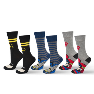 Sada 3x Farebné pánske ponožky SOXO GOOD STUFF Batman a Superman DC Comics
