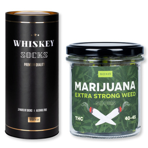 Sada 4x SOXO Pánske ponožky | Deň chlapcov | Whisky v tube | Marihuana v tégliku | ako dar pre Neho
