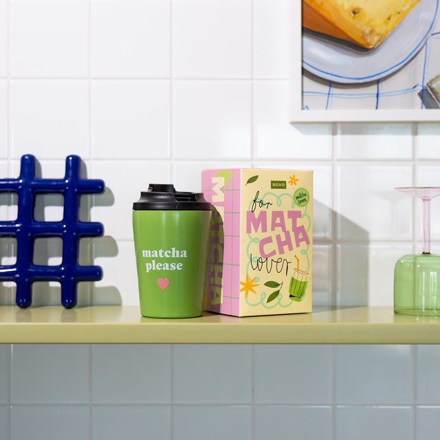 Darčeková sada Ponožky Matcha + Termohrnček