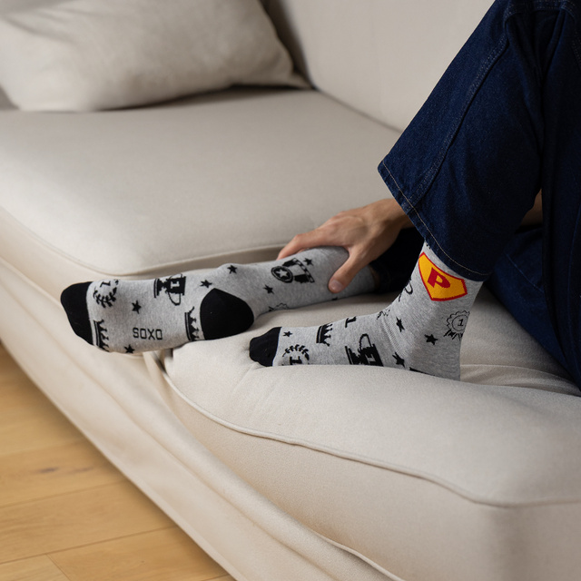 Farebné pánske ponožky SOXO s nápisom "SuperPapa" | Darček ku Dňu otcov