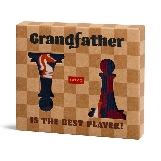 Pánske ponožky SOXO šach pre dedka – 2 páry