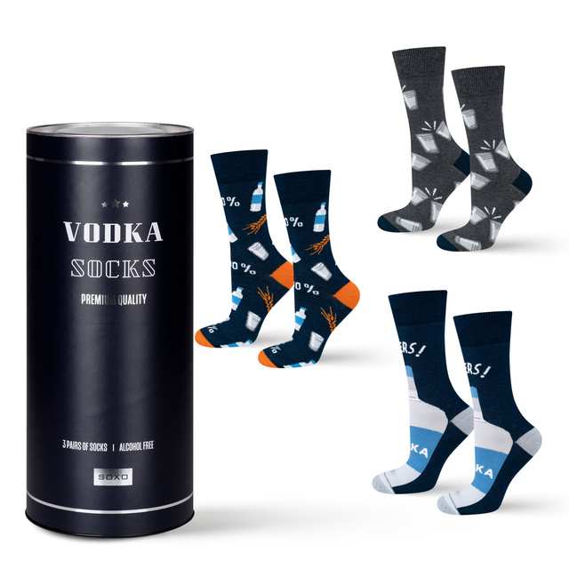 Sada 3x Farebné pánske ponožky SOXO GOOD STUFF Vodka ako darček