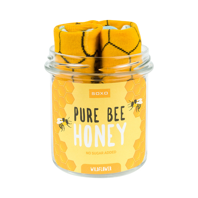 Farebné dámske ponožky SOXO čistý včelí med v tégliku