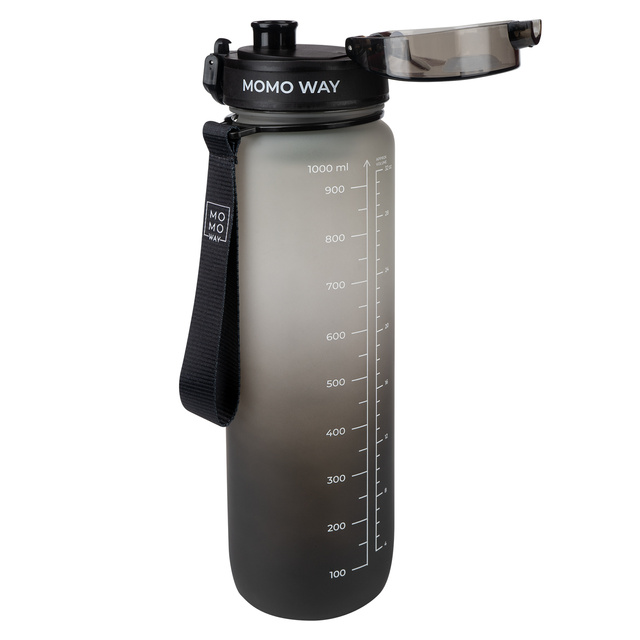 Fľaša na vodu MOMO WAY sivo - čierna | nápad na darček | Bez BPA | Tritan