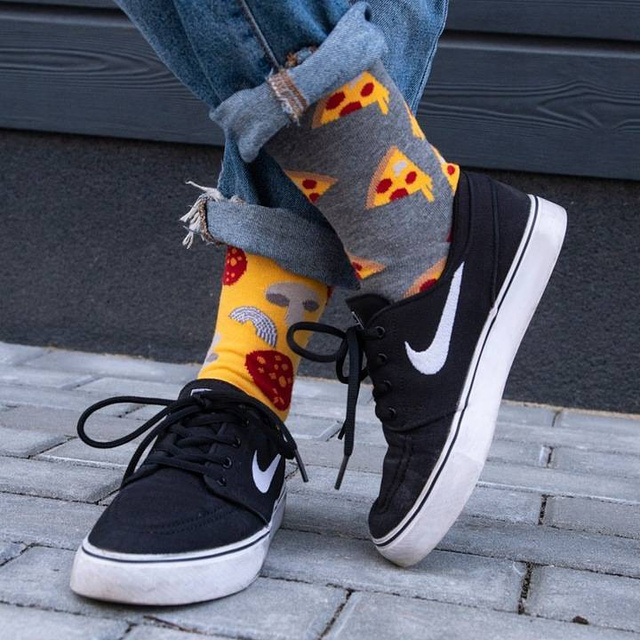 Sada 3x Farebné dámske ponožky SOXO nezhodné Pizza sushi ramen