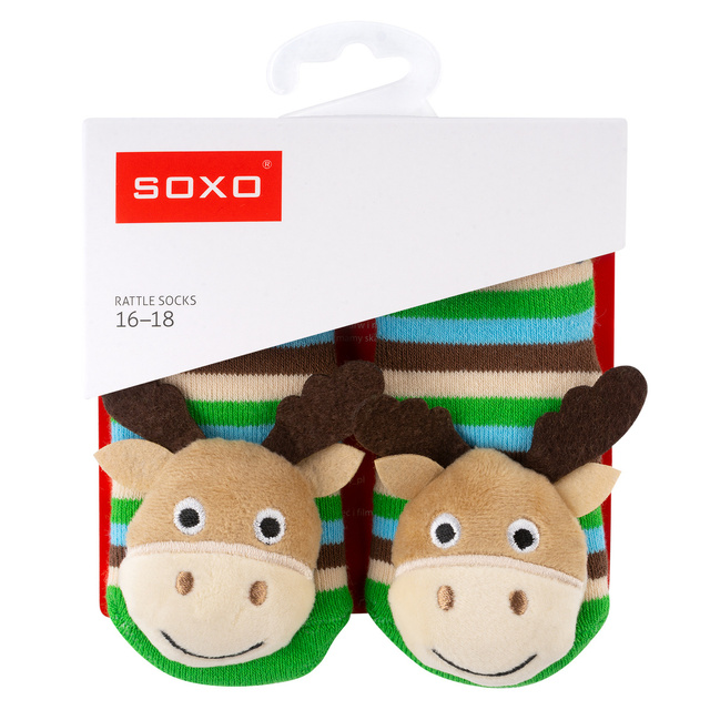 Sada 3x Farebné ponožky pre bábätká SOXO s hrkálkou