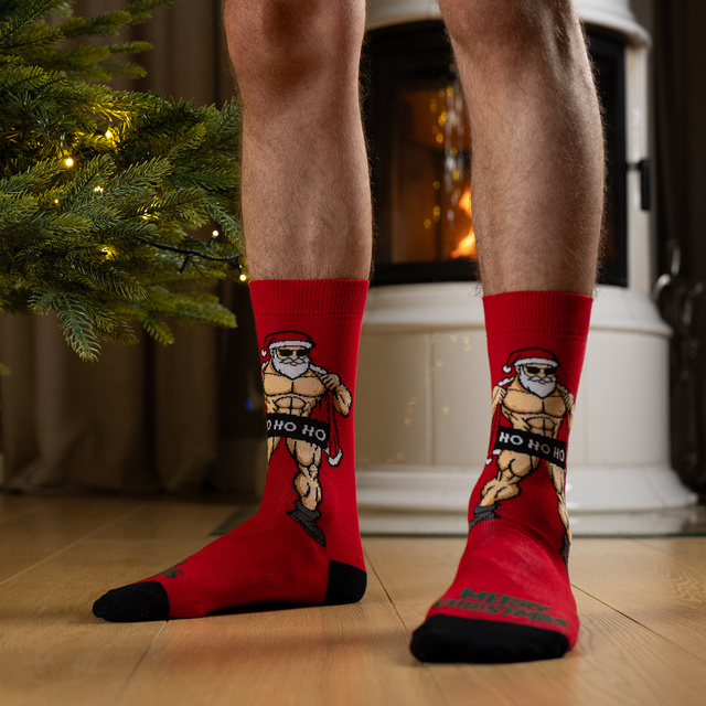 Ponožky Nehanblivý kulturista Santa Claus