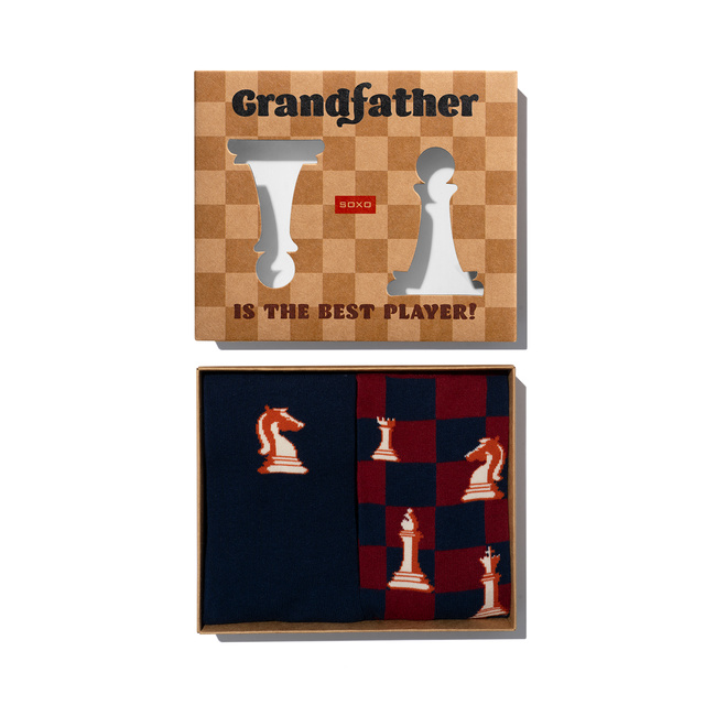 Pánske ponožky SOXO šach pre dedka – 2 páry