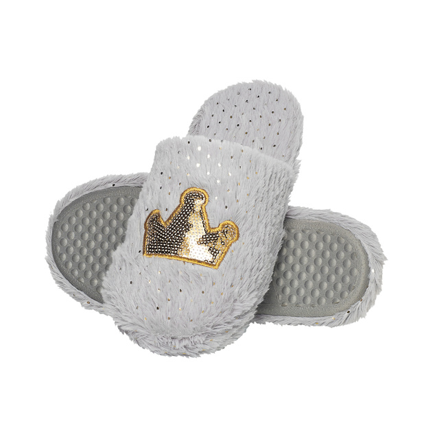 Sivé dámske papuče SOXO nadýchané s tvrdou TPR podrážkou | koruna