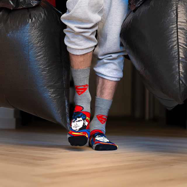 Sivé pánske ponožky SOXO GOOD STUFF Superman DC Comics