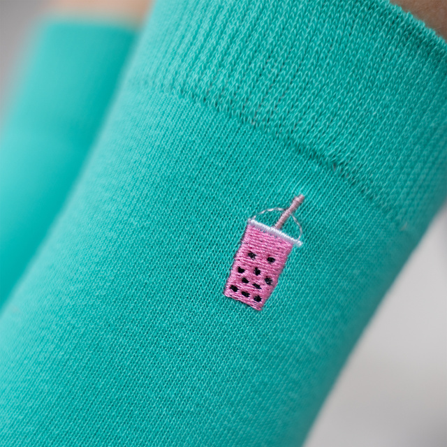 Pánske dámske ponožky Soxo tyrkysové Bubble Tea - 2 páry