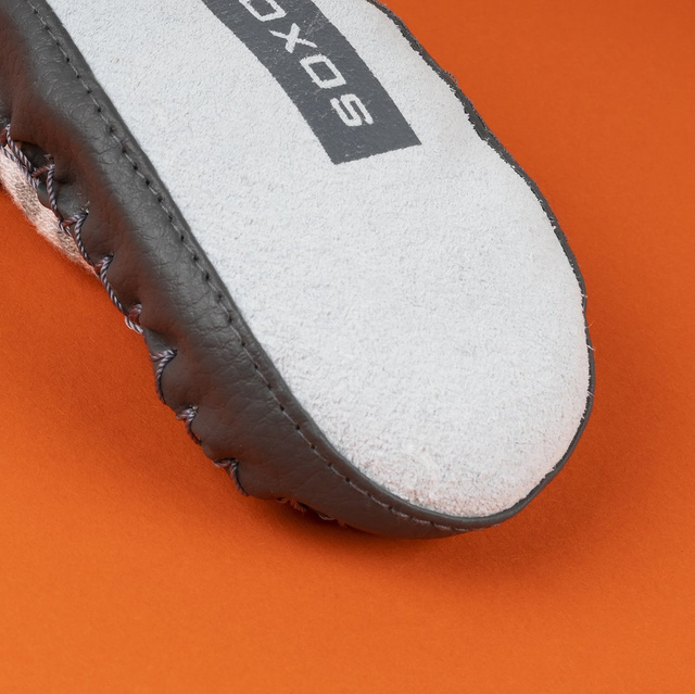 OUTLET Sivé detské papučky SOXO so sivou koženou podrážkou