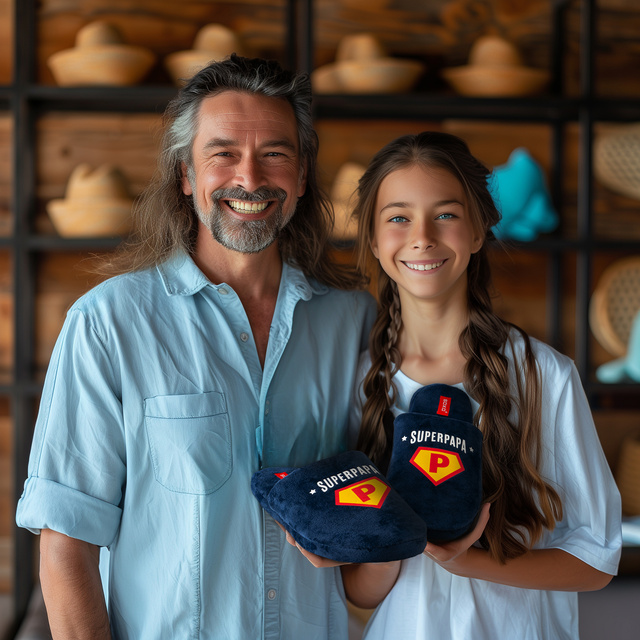 Pánske papuče a kľúčenka SOXO Super Papa