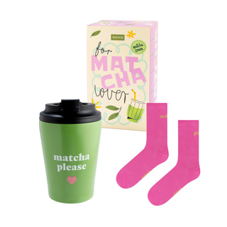 Darčeková sada Ponožky Matcha + Termohrnček