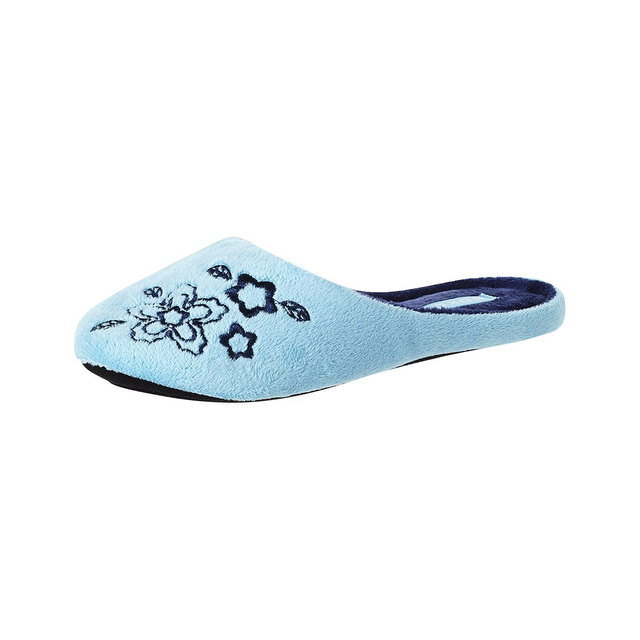 OUTLET Modré dámske papuče so SOXO výšivkou s tvrdou TPR podrážkou