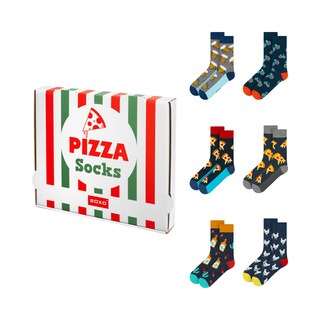 Sada 6x Farebné pánske ponožky SOXO GOOD STUFF v krabičke pizza