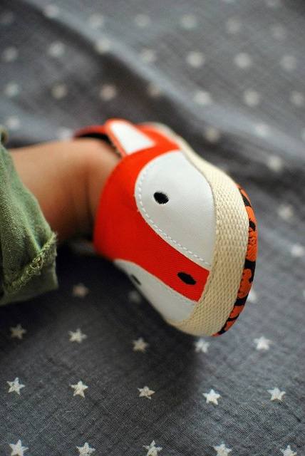 Papučky pre bábätká oranžové SOXO líšky