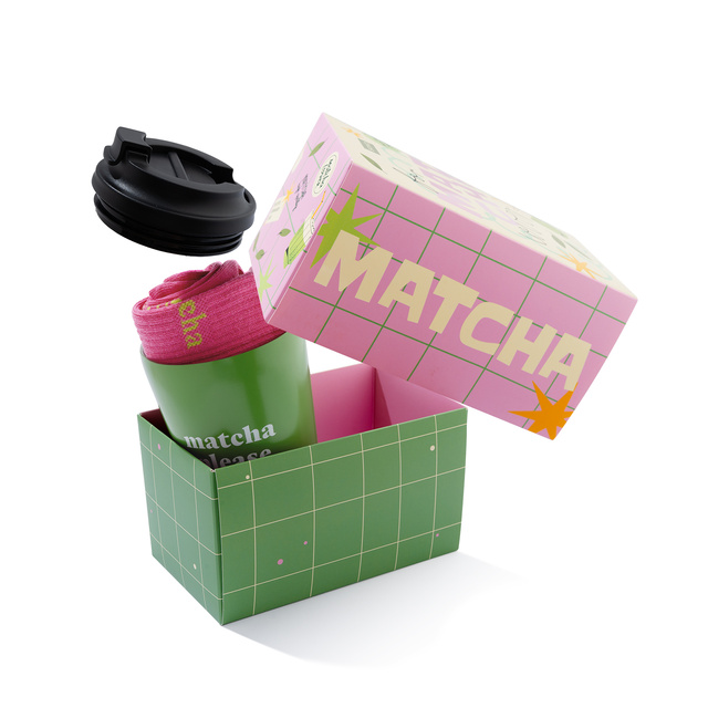Darčeková sada Ponožky Matcha + Termohrnček