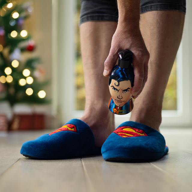 Set Pánske Papuče Superman + Sprchový Gél 2v1