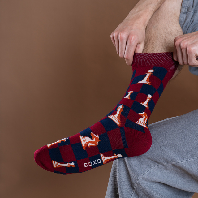 Pánske ponožky SOXO šach pre dedka – 2 páry